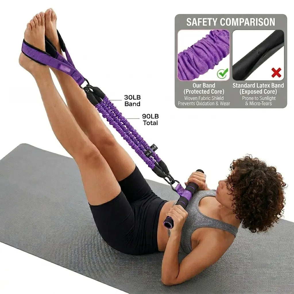 Upgraded Pedal Resistance Band Trainer - Durable Latex Tubes, Beginner-Friendly, Women'S Workout Gear, Portable Home Workout Exercise Equipment for Resistance Band Training & Toned Arms