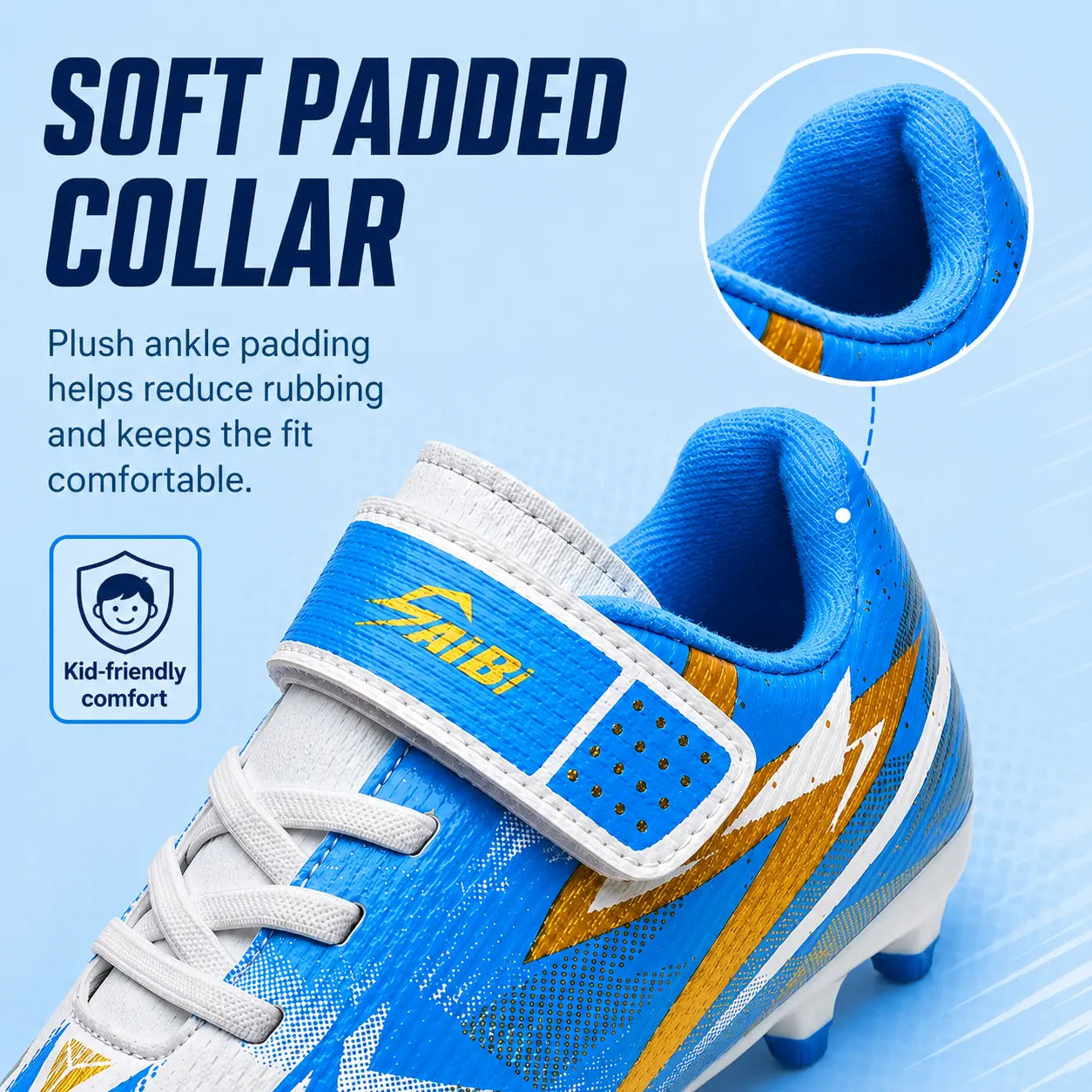 Kids Soccer Cleats for Boys Girls, High Turf Football Boot Youth Outdoor Soccer Shoes, Durable TPU Cleats Firm Ground Training Cleats with Secure Strap Fit for Practice and Game Day